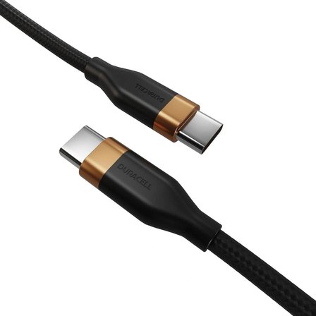 Duracell 2M USB-C to USB-C 60W Örgülü Data Kablosu - Siyah