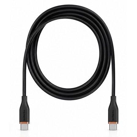 Duracell 2M USB-C to USB-C 100W Yumuşak Dokulu Silikon Data Kablosu - Siyah