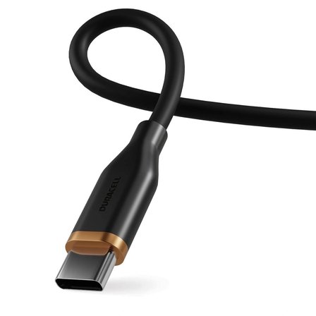 Duracell 2M USB-C to USB-C 100W Yumuşak Dokulu Silikon Data Kablosu - Siyah