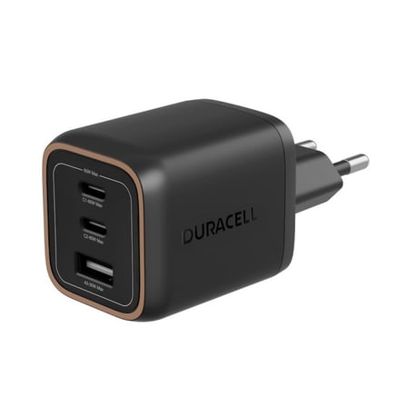 Duracell 65W Pd 2 Usb-C + 1 Usb-A I 3 Port Hızlı Şarj Adaptörü Siyah