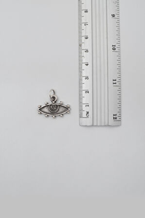 Bohem Koruyucu Göz Düz Ezme Zincir Kolye - Antik Gümüş Kaplama - Kadın Erkek - 60 cm