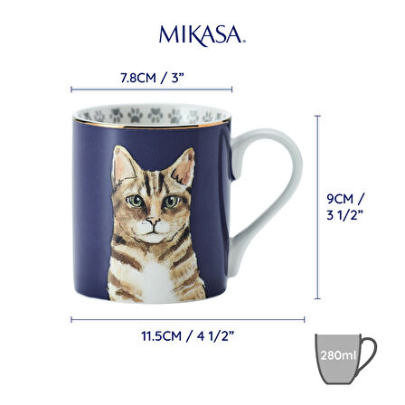 Mikasa MKCANCAT Fine China 280ml Düz Taraflı Kupa Kedi