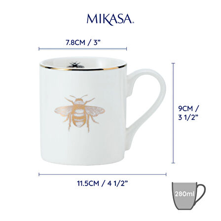 Mikasa MKCANQBEE Fine China 280ml Düz Taraflı Kupa Kraliçe Arı