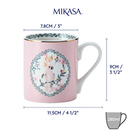 Mikasa MKCANCTOO Fine China 280ml Düz Taraflı Kupa Kakadu