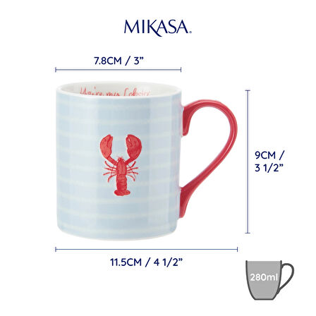 Mikasa MKCANLOBSTER Fine China 280ml Düz Taraflı Kupa Istakoz