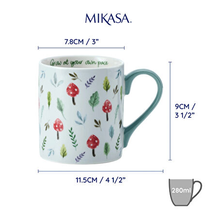 Mikasa MKCANMUSH Fine China 280ml Düz Taraflı Kupa Mantarlı