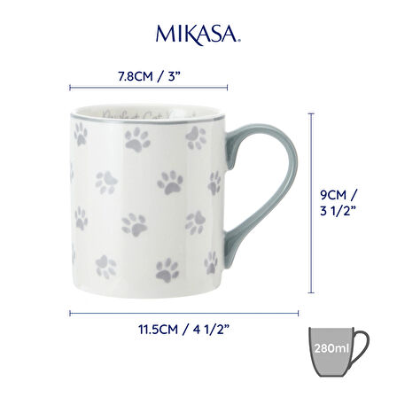 Mikasa MKCANPAWS Fine China 280ml Düz Taraflı Kupa Paws