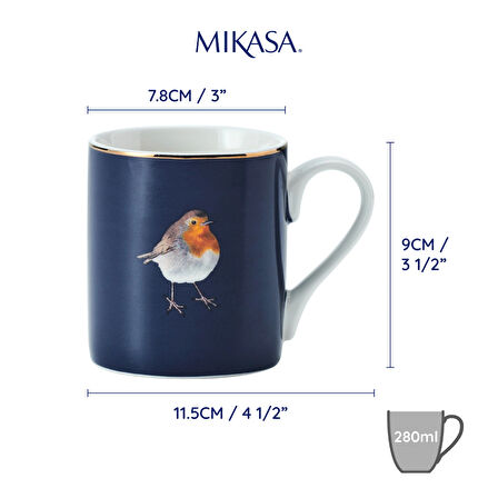 Mikasa MKCANROBIN Fine China 280ml Düz Taraflı Kupa Robin