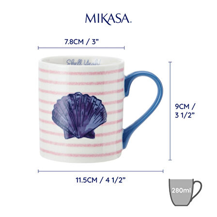 Mikasa MKCANSHELL Fine China 280ml Düz Taraflı Kupa Deniz Kabuğu