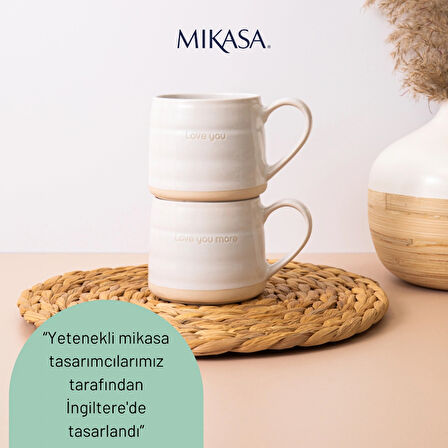 Mikasa MKMUGLOVEPK2 Farmhouse 'Seni Seviyorum' 2li 380ml Beyaz Seramik Kupalar