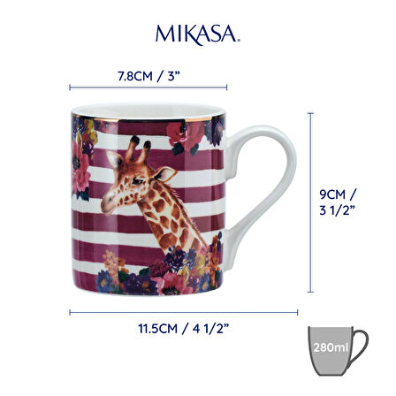 Mikasa MKWILDMUGGIR Wild At Heart Fine China 280ml Kupa Zürafa