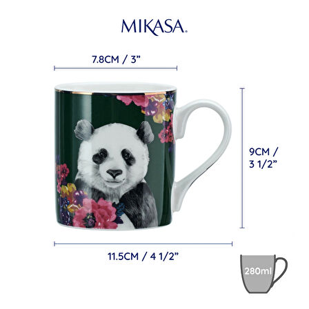 Mikasa MKWILDMUGPAN Wild At Heart Fine China 280ml Kupa Panda