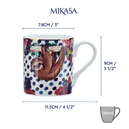 Mikasa MKWILDMUGSLO Wild At Heart Fine China 280ml Kupa Tembel Hayvan