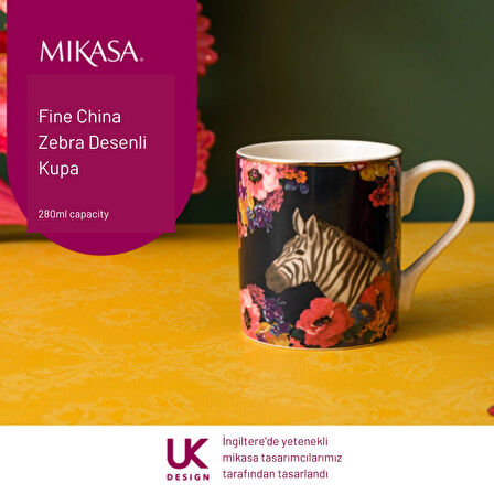 Mikasa MKWILDMUGZEB Wild At Heart Fine China 280ml Kupa Zebra