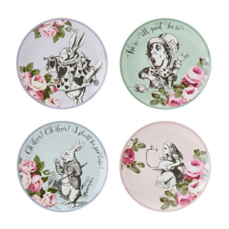 Mikasa x V&A Alice In Wonderland Porselen Fine China 21cm Pasta Tabak Seti 4lü