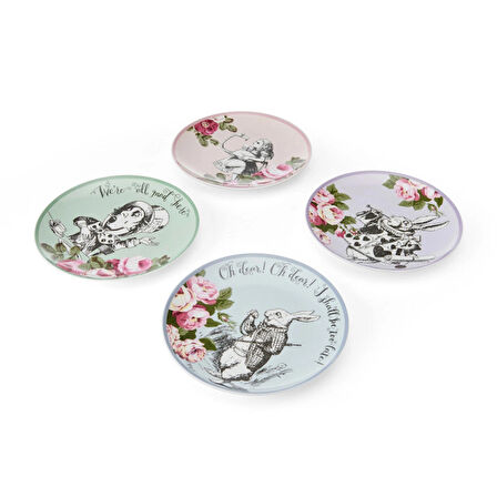 Mikasa x V&A Alice In Wonderland Porselen Fine China 21cm Pasta Tabak Seti 4lü