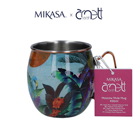 Mikasa MKSAMULEFLAM Sarah Arnett Paslanmaz Çelik 450ml Moscow Mule Kupa Flamingo