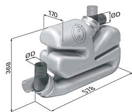 Vetus waterlock LSG75 uzun egzoz sistemleri için 17 LT 