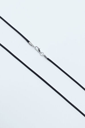 Horus'un Gözü Siyah Deri İp Kolye - Antik Gümüş Kaplama - Kadın Erkek - 60 cm