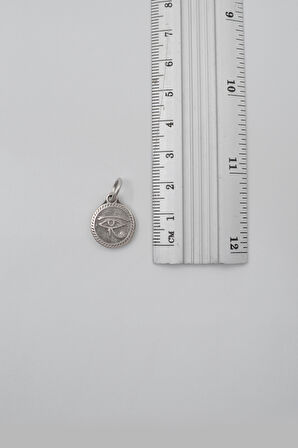 Horus'un Gözü Düz Ezme Zincir Kolye - Antik Gümüş Kaplama - Kadın Erkek - 60 cm