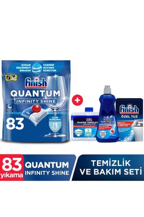 Finish Quantum Infinity Shine 83 Kapsül Bulaşık Makinesi Deterjanı Tableti + Temizlik Ve Bakım Seti