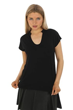 Soft Viskon Bluz-Siyah