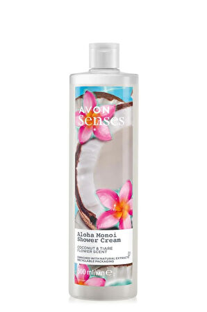 Avon Senses Aloha Monoi Tiare Çiçeği ve Hindistan Cevizi Kokulu Krem Duş Jeli 500 Ml.