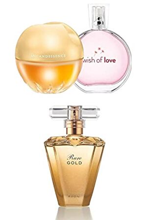 Rare Gold Edp 50 Ml + Incandessence Edp 50ml + Wish Of Love Edt 50 Ml 3' Lü Kadın Parfüm Seti