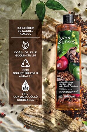 Avon Senses Spiced Pepper Karabiber ve Kakule Kokulu Erkekler için Duş Jeli 500 Ml.