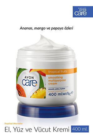 Avon Care Tropical Fruits Ananas, Mango ve Papaya Özlü El ve Vücut Kremi 400 Ml.