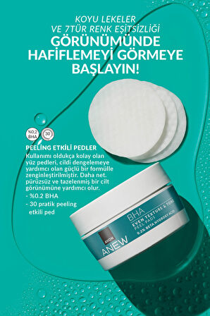 Anew BHA Cilt Tonu Görünümünü Düzgünleştiren Peeling Etkili Pedler 30 pcs.