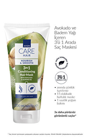 Care Avokado ve Badem Yağı İçeren 3’ü 1 Arada Saç Maskesi 200ml