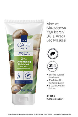 Care Aloe ve Makademya Yağı İçeren 3’ü 1 Arada Saç Maskesi 200ml