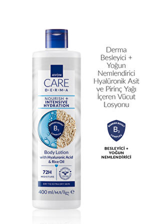 Care Derma Besleyici + Yoğun Nemlendirici Hyalüronik Asit ve Pirinç Yağı İçeren Vücut Losyonu 400ml