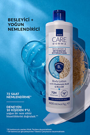 Care Derma Besleyici + Yoğun Nemlendirici Hyalüronik Asit ve Pirinç Yağı İçeren Vücut Losyonu 400ml
