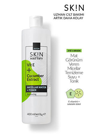 SK!N Mat Görünüm Veren Micellar Temizleme Suyu + Tonik 400 Ml.