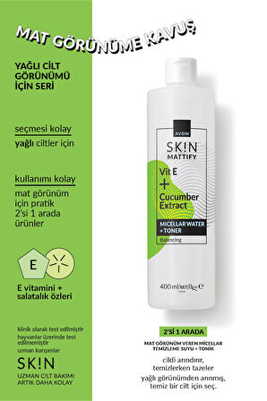SK!N Mat Görünüm Veren Micellar Temizleme Suyu + Tonik 400 Ml.