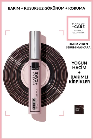 Make Up +Care Serum Volume Maskara - Brown Black
