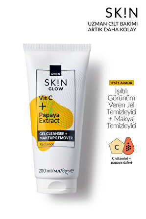 SK!N Işıltılı Görünüm Veren Jel Temizleyici + Makyaj Temizleyici 200 Ml.