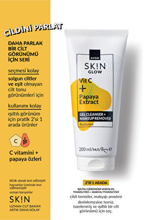 SK!N Işıltılı Görünüm Veren Jel Temizleyici + Makyaj Temizleyici 200 Ml.