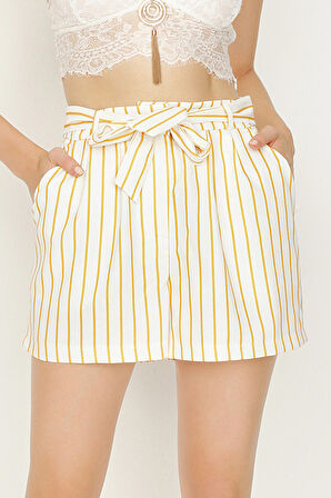 Kadın Çizgili Şort