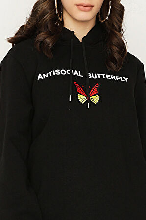 Kadın Kapüşonlu Basic Sweat Elbise