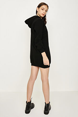 Kadın Kapüşonlu Basic Sweat Elbise