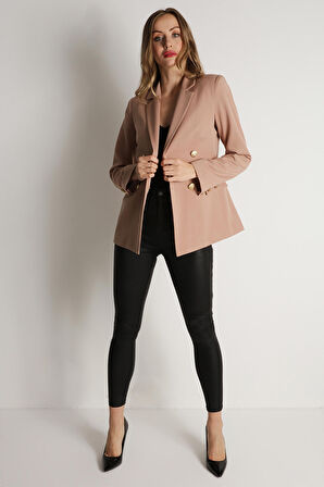 Kadın Gold Düğmeli Blazer Ceket