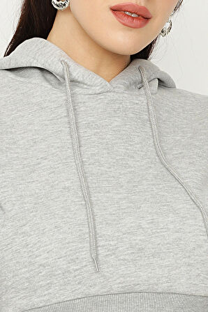 Kadın Kapüşonlu Crop Sweatshirt