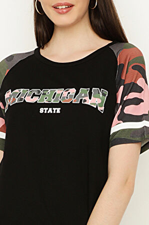 Kadın Kamuflaj Detaylı Bodycon Elbise