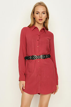 Kadın Kemerli Gömlek Elbise