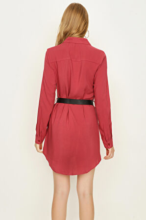 Kadın Kemerli Gömlek Elbise