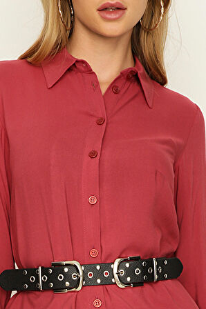 Kadın Kemerli Gömlek Elbise