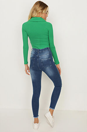 Kadın Yırtık Detaylı Skinny Jeans